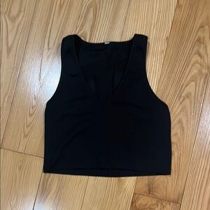 Black Crop Fitted Tank Top